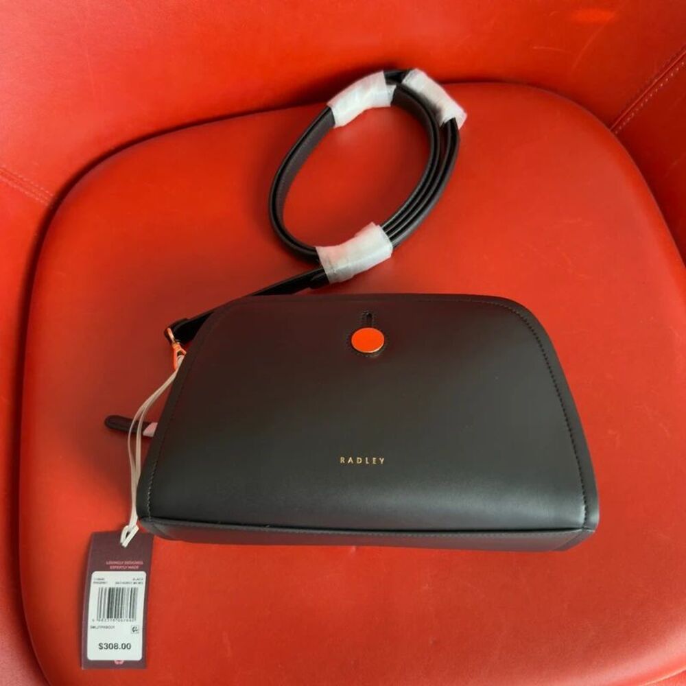 Radley London Bathurst Mews Leather Small Ziptop Crossbody Bag Black NEW